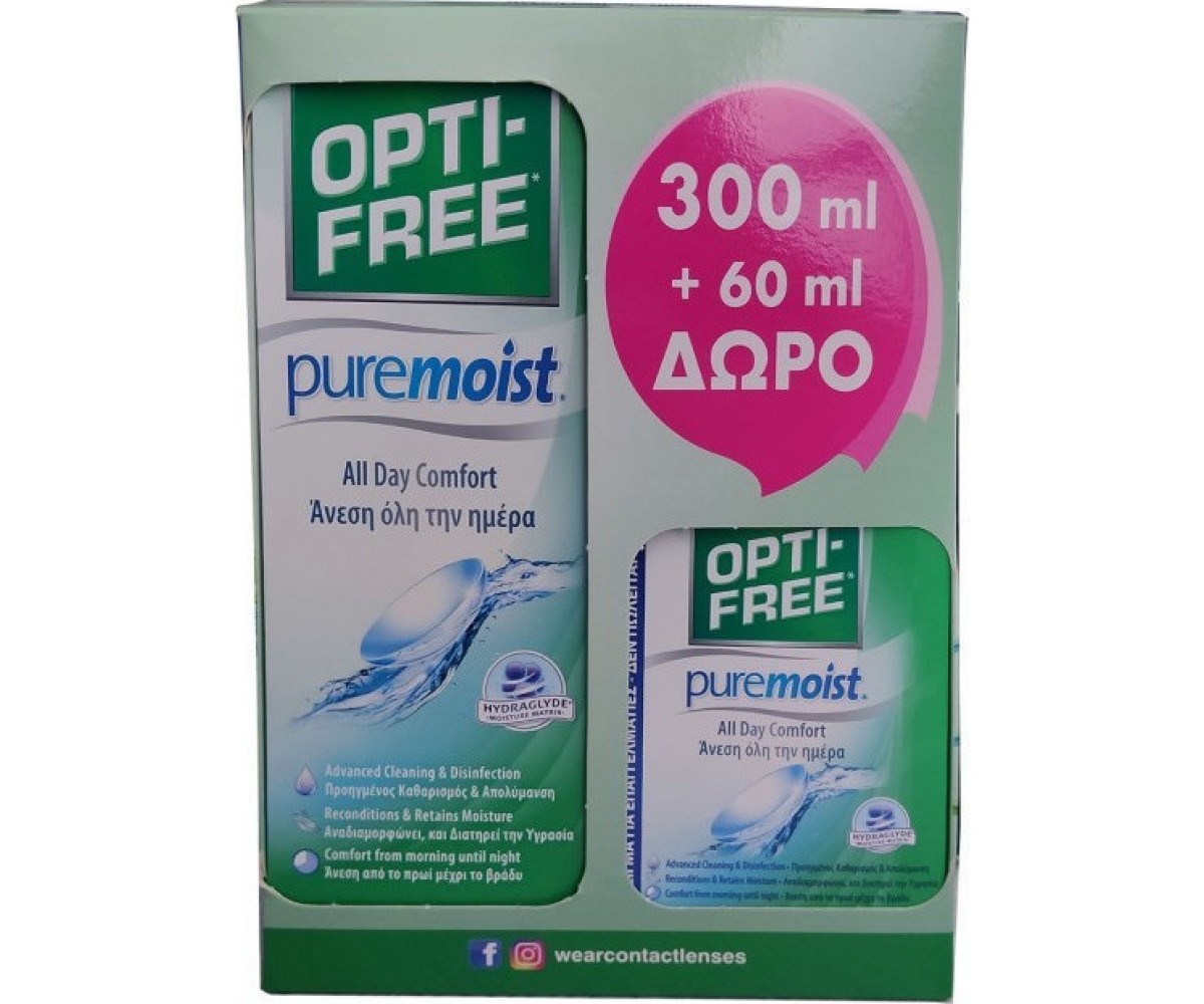 OPTIFREE Pure Moist Υγρό Καθαρισμού 300ml + 60ml ΔΩΡΟ OPTIFREE Pure Moist Υγρό Καθαρισμού 300ml + 60ml ΔΩΡΟ